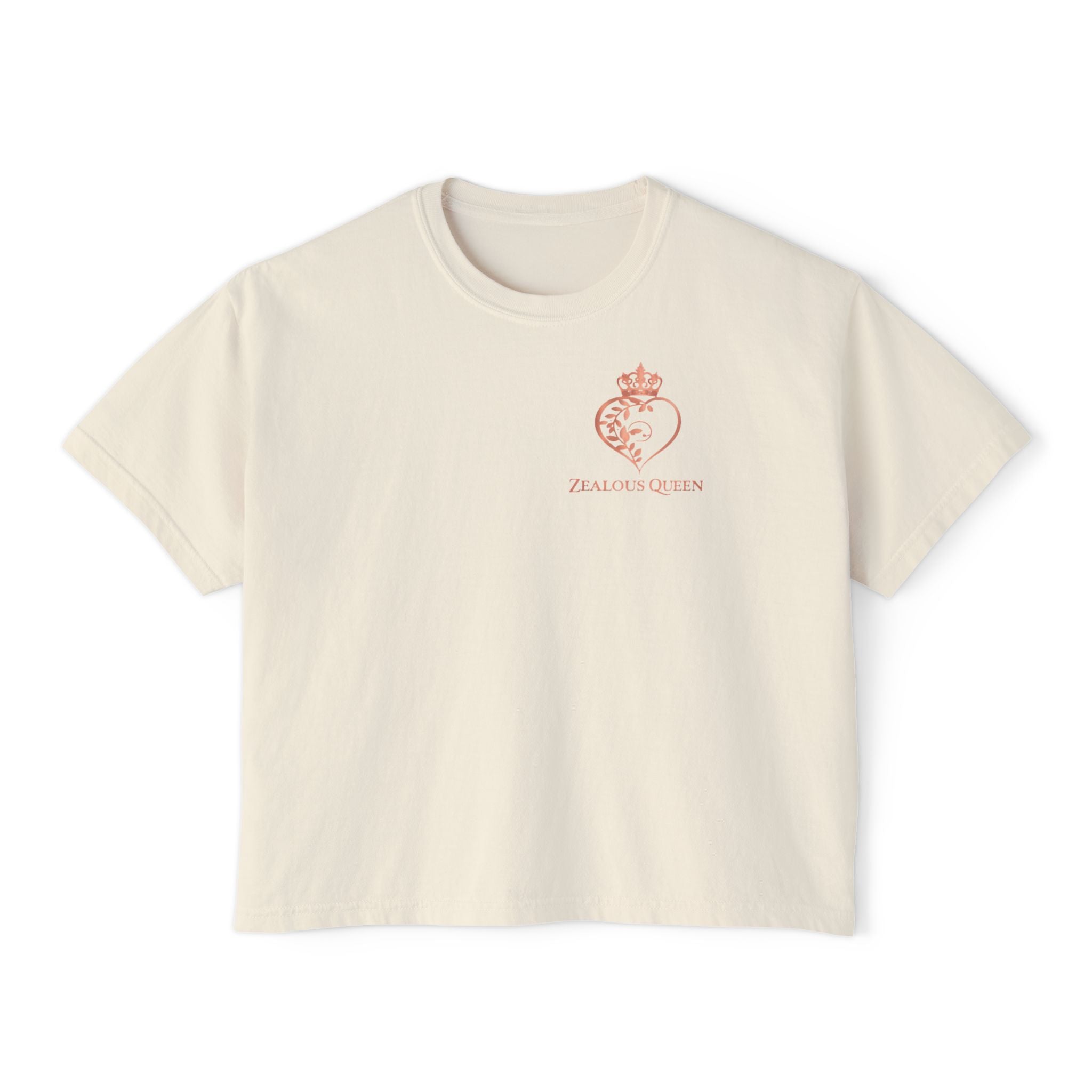 Women’s Boxy Tee — Passion Power Purpose Cropped Graphic Shirt