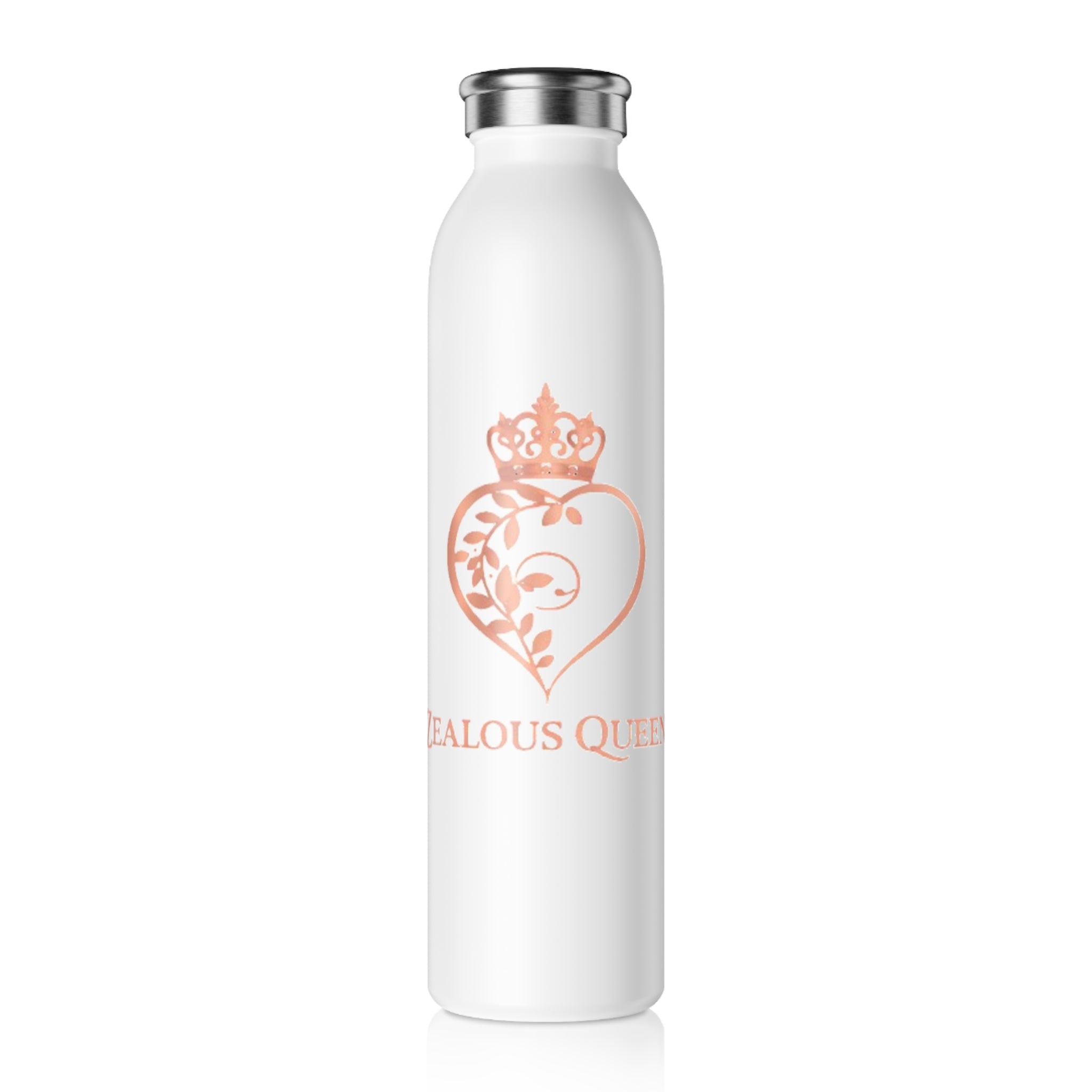 Zealous Queen Slim Water Bottle — Rose Gold Crown Heart Stainless Bottle