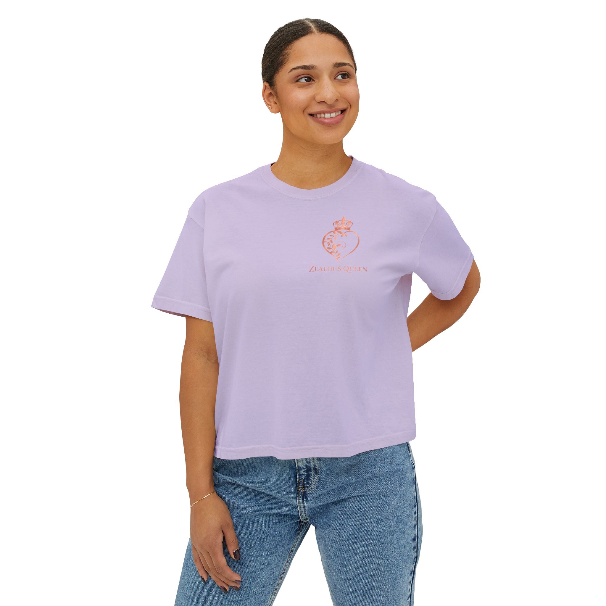 Women’s Boxy Tee — Passion Power Purpose Cropped Graphic Shirt