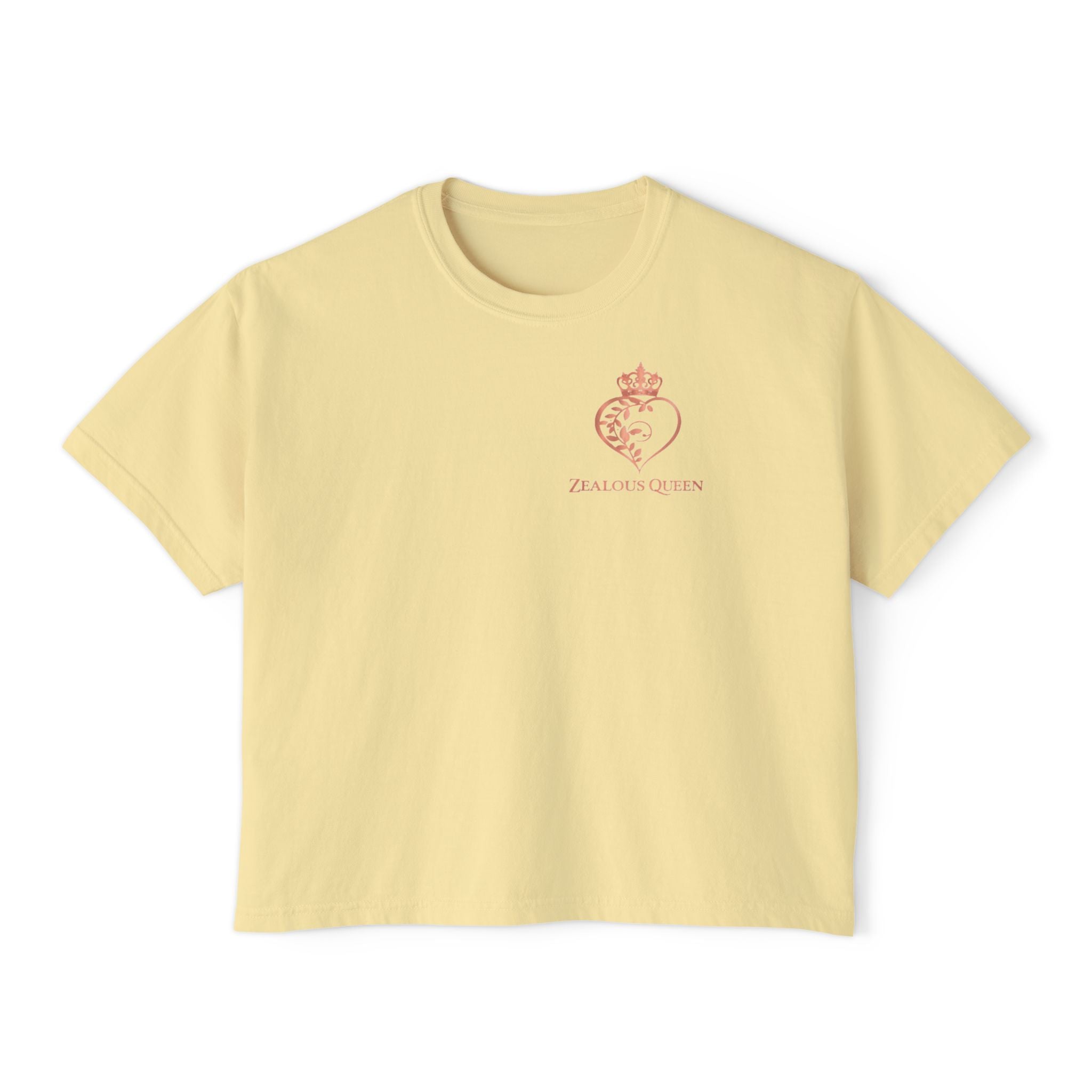 Women’s Boxy Tee — Passion Power Purpose Cropped Graphic Shirt