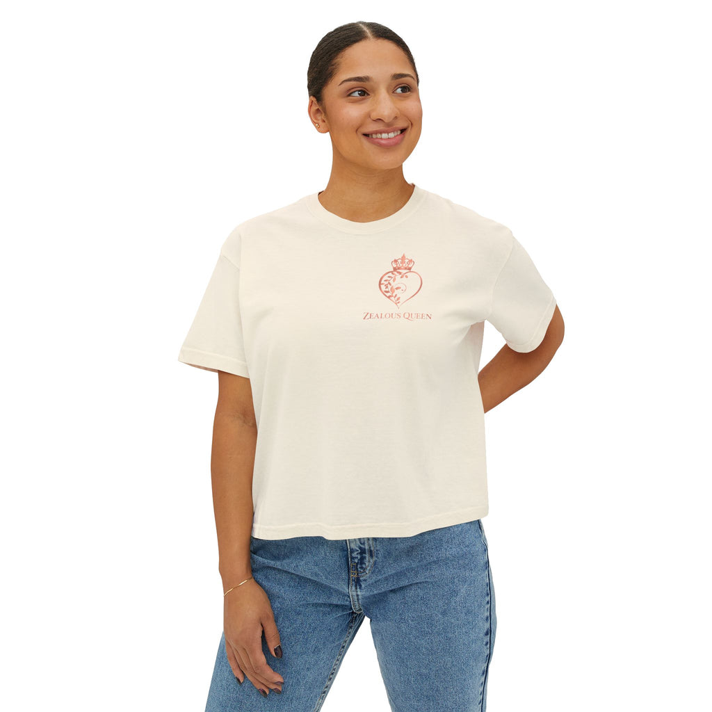 Women’s Boxy Tee — Passion Power Purpose Cropped Graphic Shirt