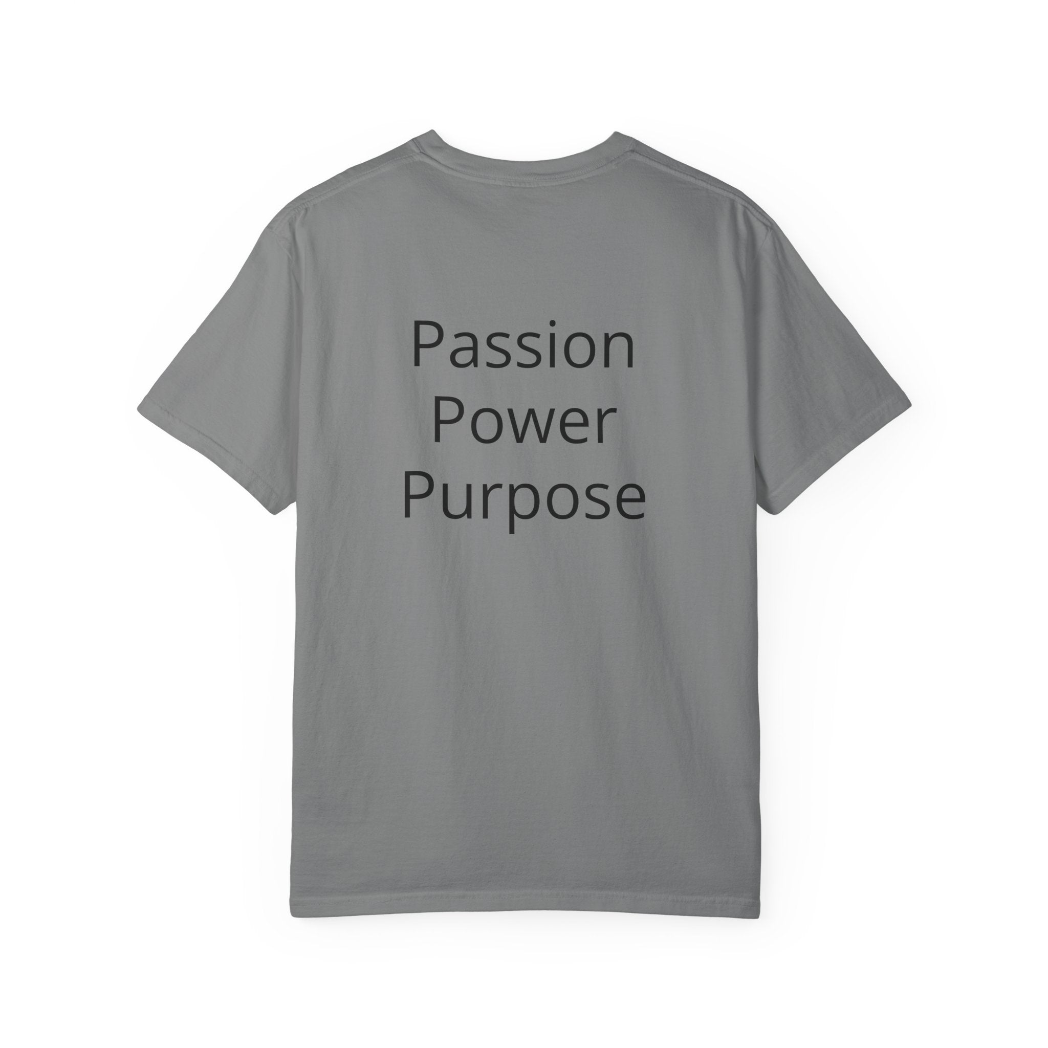 Passion Power Purpose T-Shirt — Motivational Graphic Tee with Crown Heart Logo