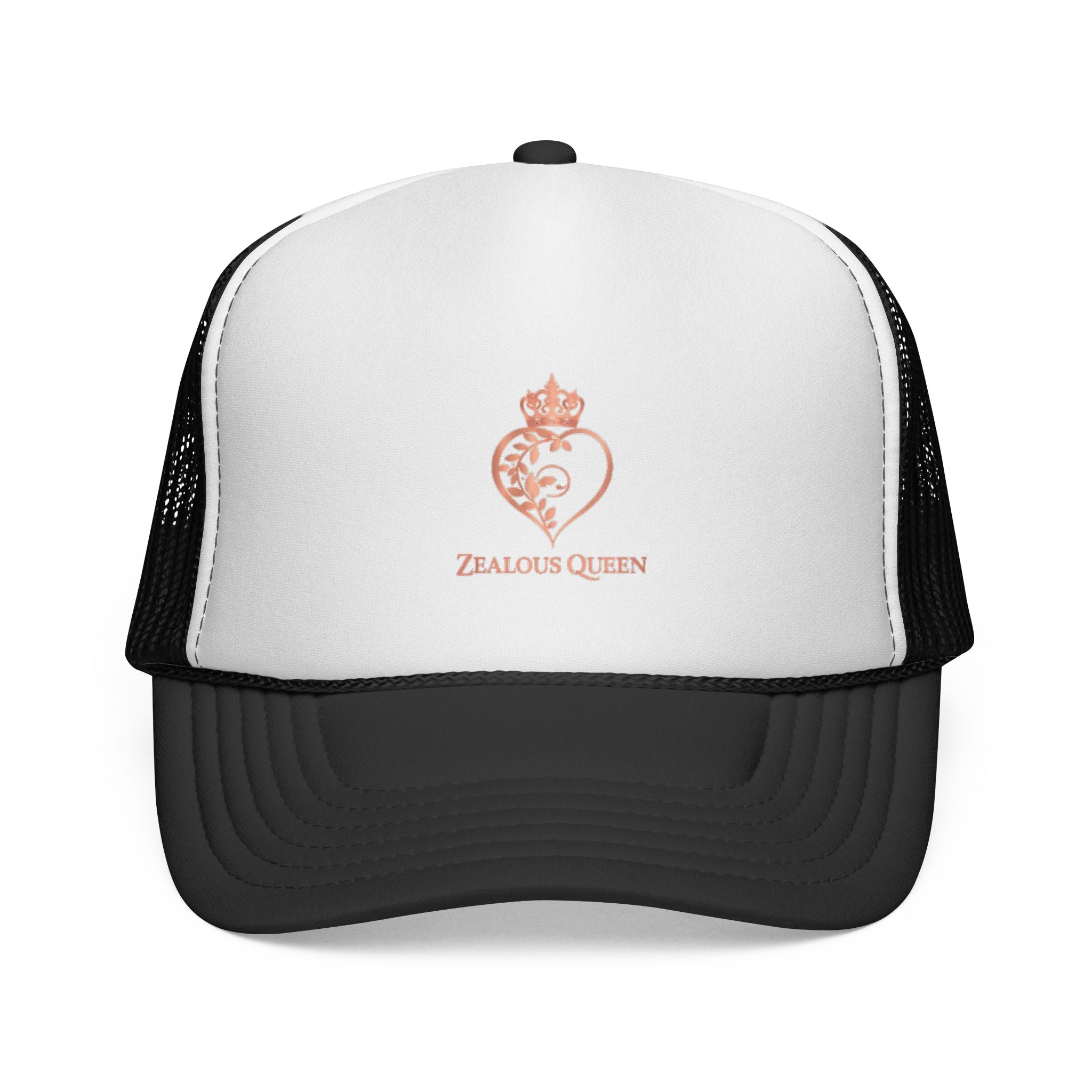Trucker Cap — Rose Gold 'Zealous Queen' Embroidered Crest