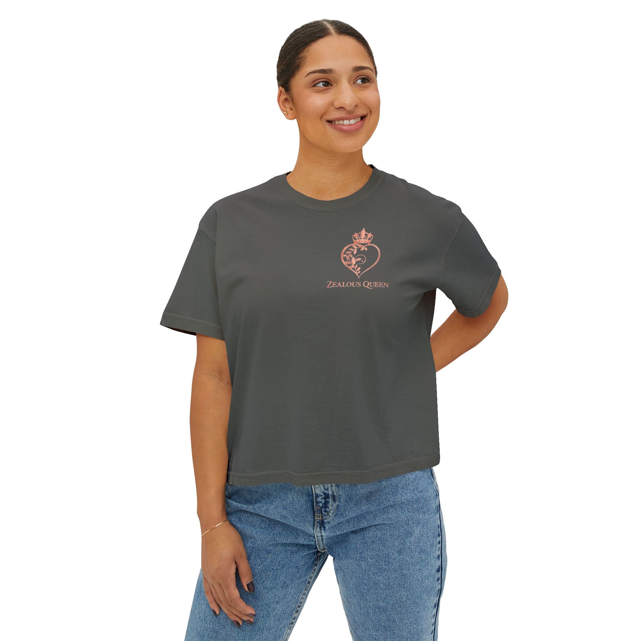 Women’s Boxy Tee — Passion Power Purpose Cropped Graphic Shirt