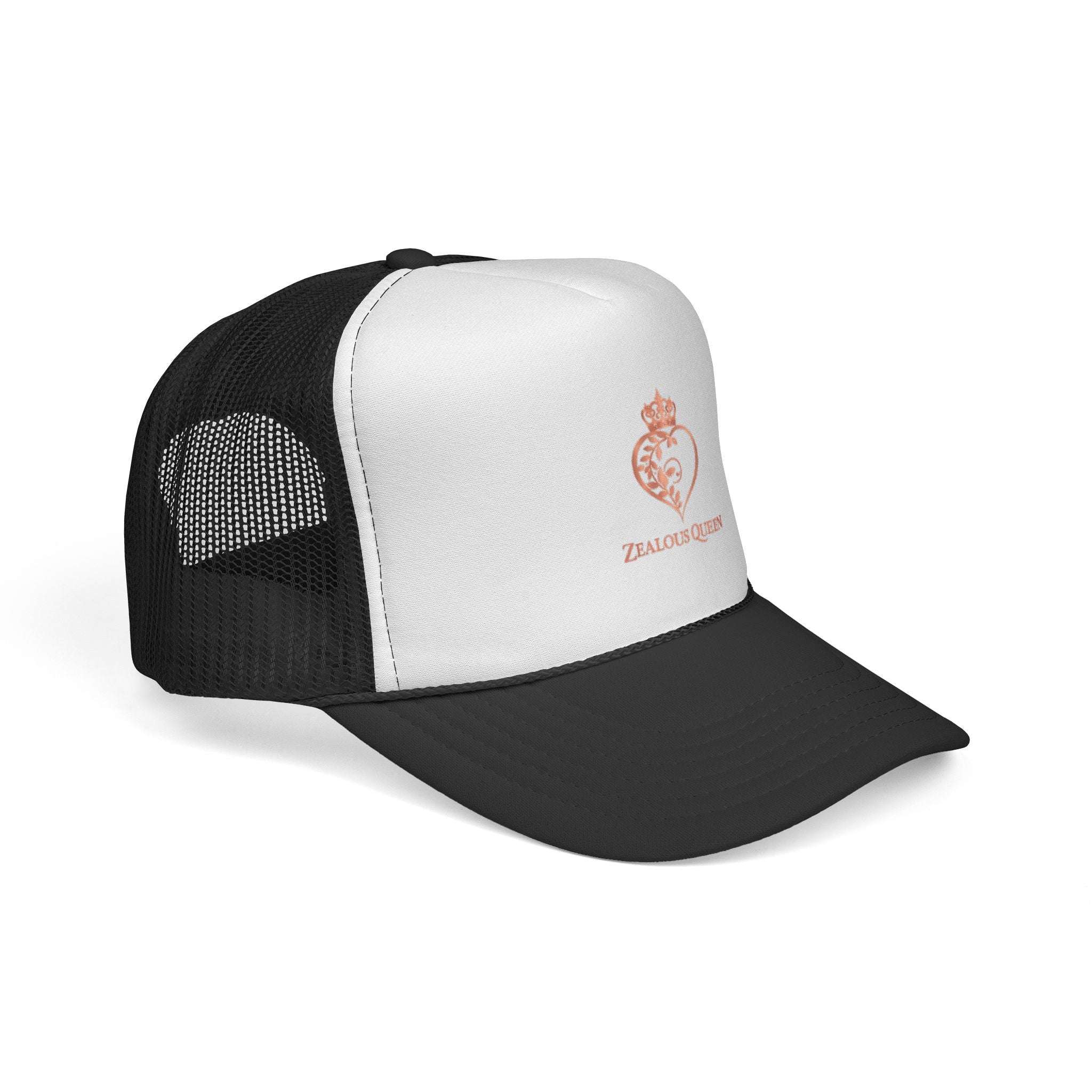 Trucker Cap — Rose Gold 'Zealous Queen' Embroidered Crest