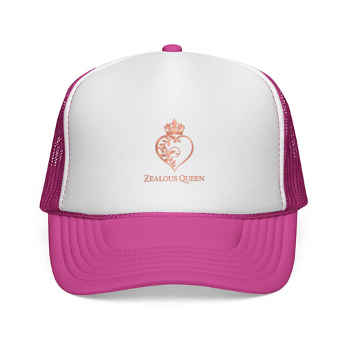Trucker Cap — Rose Gold 'Zealous Queen' Embroidered Crest