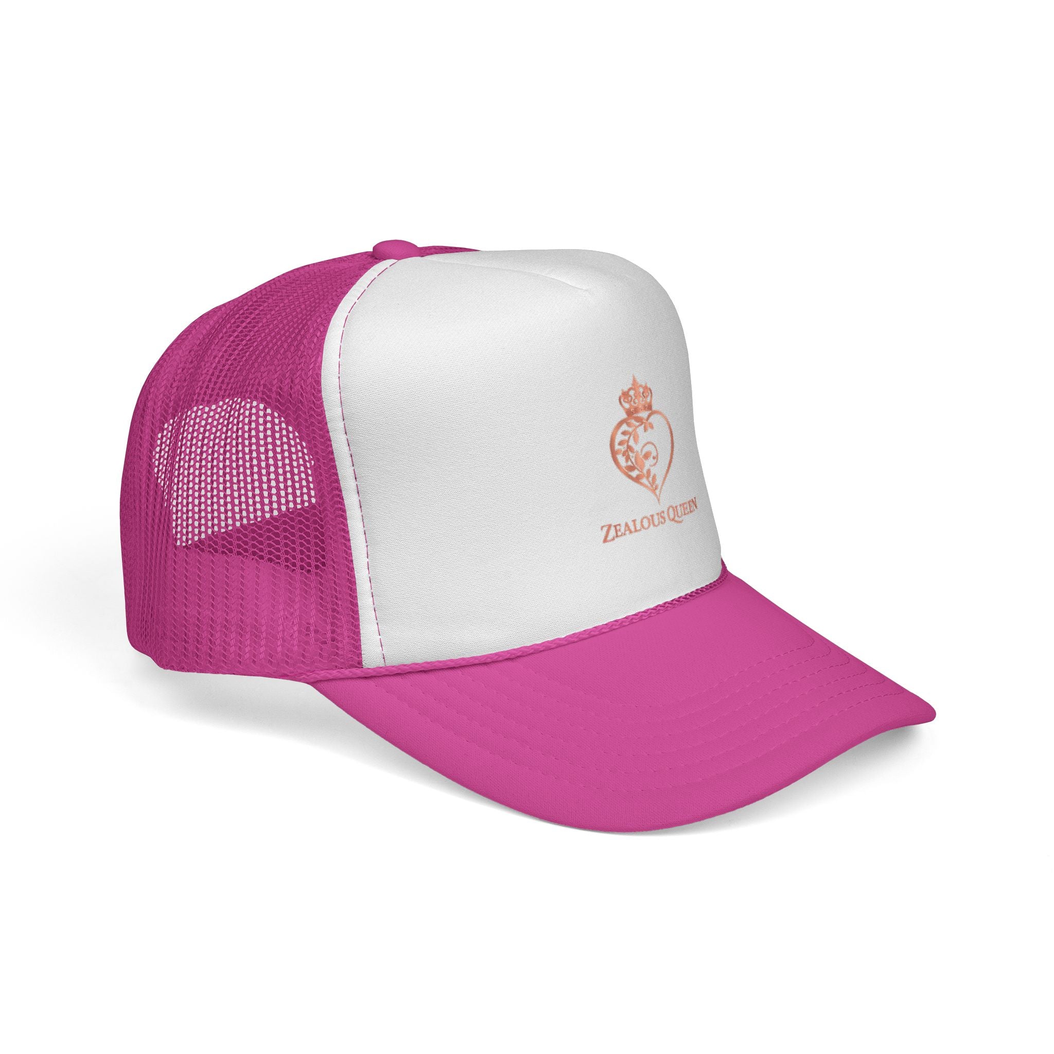 Trucker Cap — Rose Gold 'Zealous Queen' Embroidered Crest